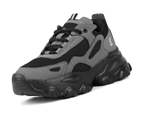 LOUIS STITCH Women’s Sneakers Black | Comfortable Lightweight Walking Shoes | Stylish Casual Lace-Up Trainers for Daily Wea | LSLD-SNK-01-JB | (UK-3)