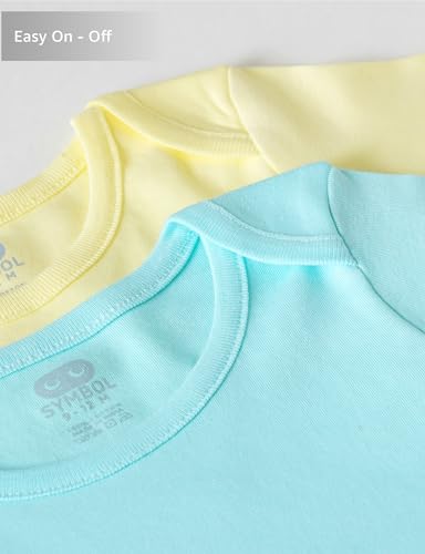 Amazon Brand Symbol Unisex 100% Cotton Half Sleeve Regular Fit Bodysuit (Pack of 5) (SK-BBS-SS26-2001 (0-18 M)_WCBAL_3-6 M)