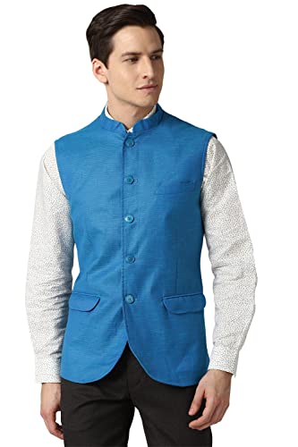 Peter England Men's Car Coat (PINJOTLF947454_Medium Blue_S)