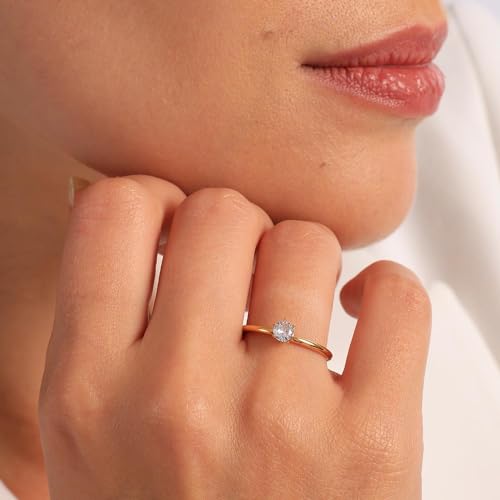 PALMONAS Mini Solitaire Ring(Size-6) | Gifts For Girlfriend | Gift For Women & Girls