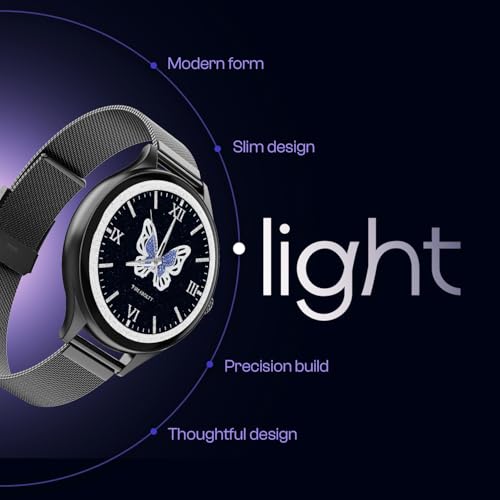 Fire-Boltt Phoenix Air Smart Watch 1.26” Round Display, Rotating Button, Wireless Charging, Ultra Lightweight Metal Body, Bluetooth Calling, Smartwatch with Silicone & Mesh Steel Straps Onyx Black
