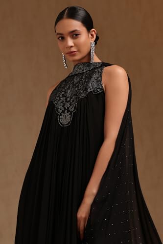 Soch Women's Chinon Calf Length Dress (BDS-FWA5KU61569_Black