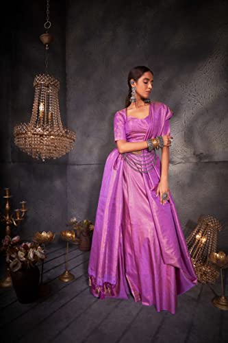 Vardha Women's Kanchipuram Art Silk Saree with Unstitched Blouse Piece - Gold Zari Woven Work Sarees for Wedding (Aashni Silk_517)