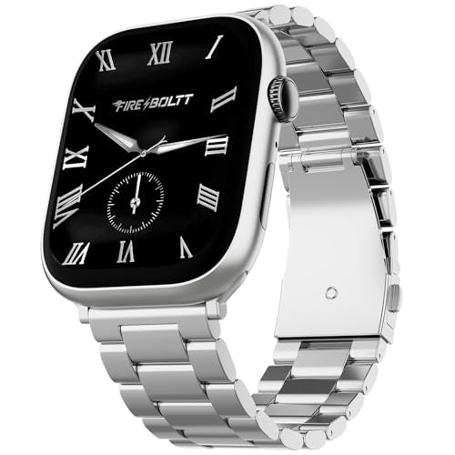 Fire-Boltt Ninja X Ring Smart Watch 1.96" Always On Display Bluetooth Calling, Voice Assistant, SpO2 & Heart Rate, 120+ Sports Modes, IP67 Waterproof Smartwatch for Men & Women - Silver Steel