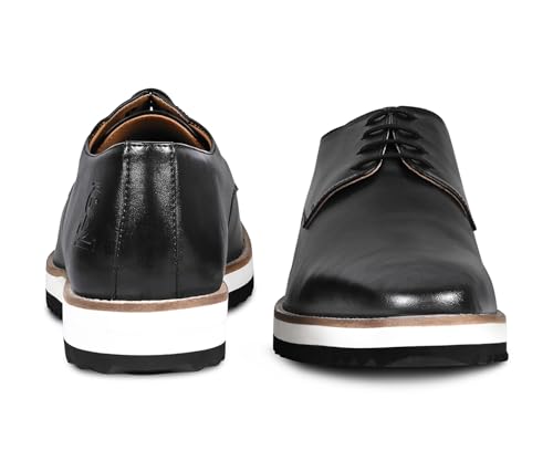 LOUIS STITCH Jet Black Casual Shoes for Men | Ultra Lightweight and Comfortable | Cushioned Footbed Men’s Derbys | LSMX-PLJB | UK-10