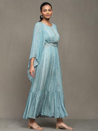 Ritu Kumar Blue Botanic Print Long Dress