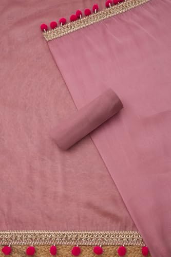 Soch Womens Blush Pink Tissue Embroidered Unstitch Dress Material With Mirror