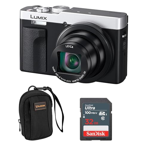 Panasonic LUMIX ZS99 Point and Shoot Camera, Compact Camera for Travel with 30x Zoom with 24-720mm Zoom Lens, and 4K Video/Photo, Great for Travel and Concerts, DC-ZS99 + Bag+ 32GB SD Card (Silver)