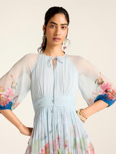 Label RITU KUMAR Blue Miley Full Sleeves Long Dress
