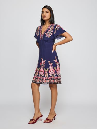 Label RITU KUMAR Navy Bloomsberry Short Dress