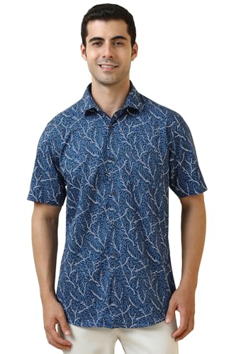 Allen Solly Men Blue Printed Half Sleeves Casual Shirt