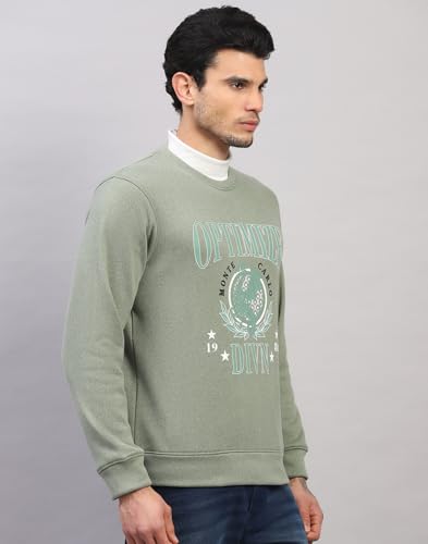 Monte Carlo Mens Regular Fit Printed Full Sleeve Round Neck Sweatshirt | Stylish Sweatshirt for Men | Soft Comfortable Casual Winter Wear for Men's Green S