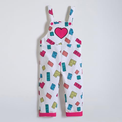 Hopscotch Girls Short Sleeves Pink 2-Pc Heart Applique T-shirt & Dungaree (5-6 Years)