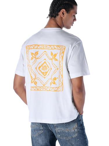 Jack & Jones Men Regular Fit White Tshirt