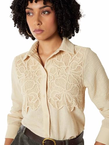 Max Women Embroidered Shirt(Beige_S)