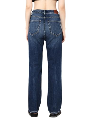 ONLY Women's Solid Straight Fit Mid-Rise Blue Jeans