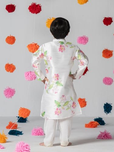 SPUNKIES Boys Printed Kurta Set with Pajama | Elegant Festive Outfit for Kids | Traditional Ethnic Wear for Weddings & Celebrations | Comfortable & Stylish Kurta Pajama Set for Boys