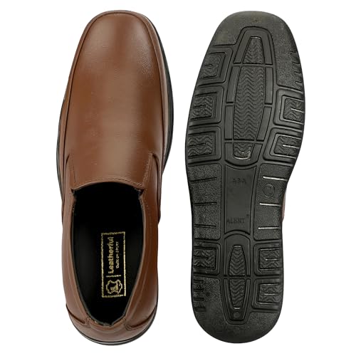 Leatherful Formal Moccasin Shoes for Men | Full Grain Genuine Leather | PU Sole & Nappa Lining | Office | Party | Smart Casual (Brown, UK Footwear Size System, Adult, Men, Numeric, Medium, 9)