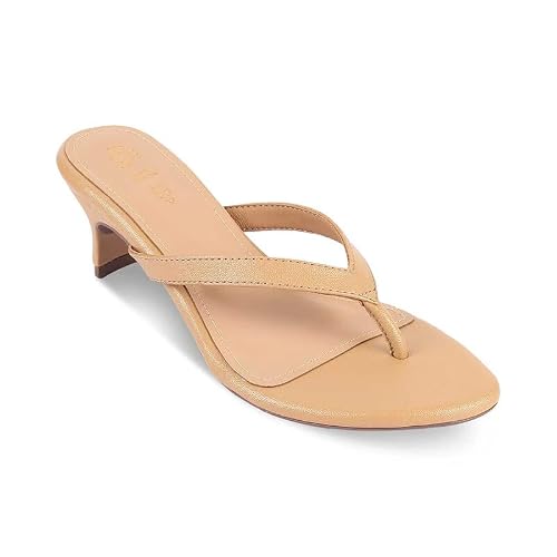 tresmode PUGLIA Women's Heel Sandals Footwear, UK 8 / EU 41 - Soft Comfortable Casual Formal Office Fancy Shoe Wear (Beige)