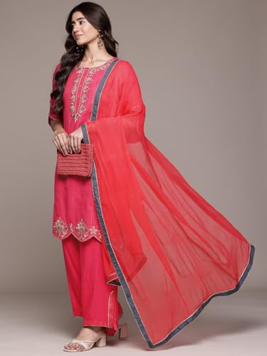 Aarke Ritu Kumar Pink Narmeen Solid Embroidered Kurta with Pant