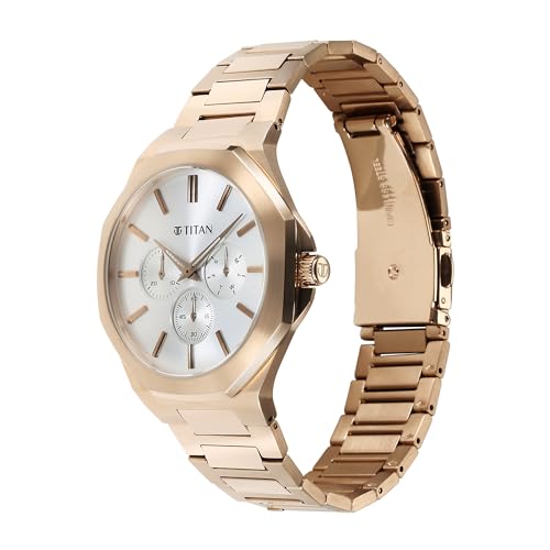 Titan Classic Slim Multifunction Quartz Multifunction Silver Dial Stainless Steel Strap Watch for Men_90198WM01
