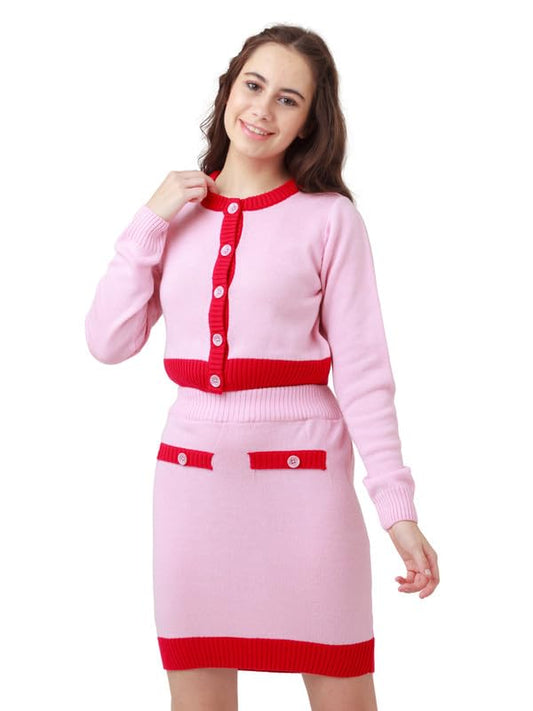 Zink Z Women's Pink Solid Fitted Co-Ord Set