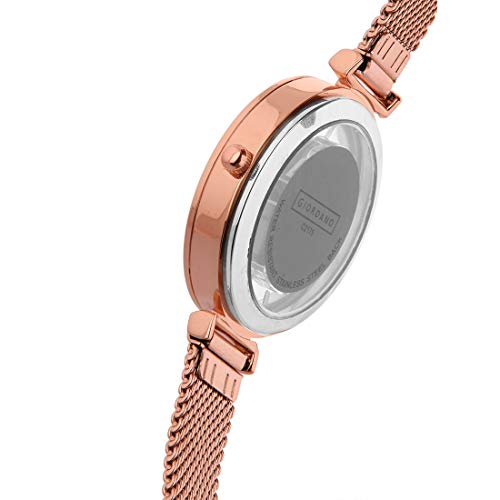Giordano Analog Rose Gold See Through Dial Stylish Women's Watch