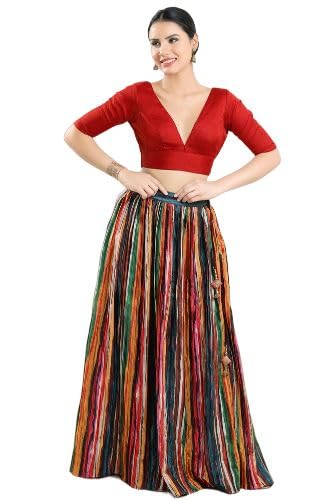 SALWAR STUDIO-RED Silk Solid Readymade Blouse S-VF-0138-RED
