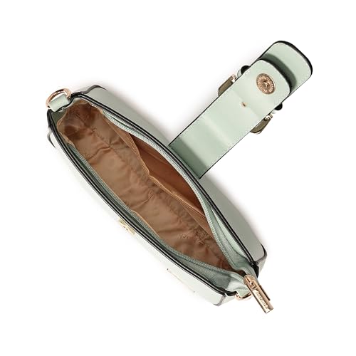 Fastrack Solid Sling Bag For Women, Girls and Ladies | with Buckle Accent and Zipper Closure | Detachable Sling Strap | Slings For Casual Carry | Ladies Purse Handbag, Green