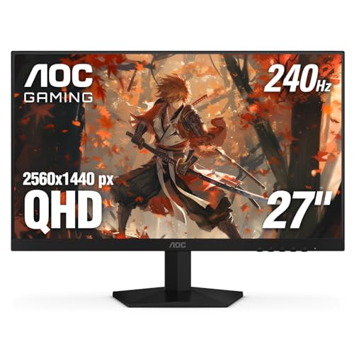 AOC Gaming Q27G41ZE QHD IPS Gaming Monitor 27" 2560x1440 240Hz 0.3ms, Game Console Ready, 3 Sides, Frameless, 1 HDMI 2.0, 1 Display Port, 3 Year Zero Glow Spot