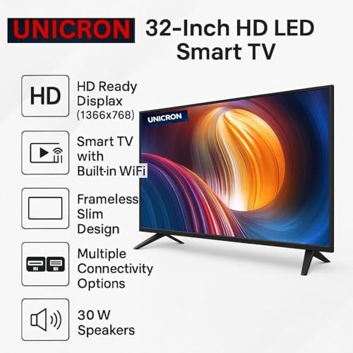 32 inch smart tv Android Frameless Smart LED TV HD Ready Built-in WiFi | HDMI & USB Connectivity | Built-in Apps Compatible,YouTube, Netflix, Prime Video More Premium Design