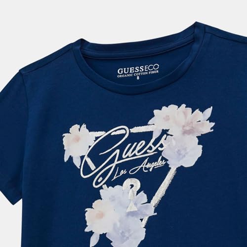 GUESS Secret Blue Cotton Blend Printed T-Shirt