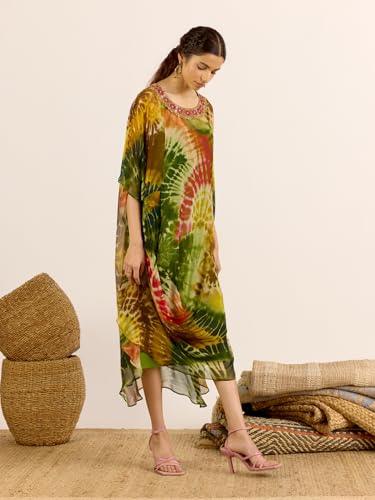 Aarke Ritu Kumar Green Mystic Dunes Kaftan Dress with Camisole