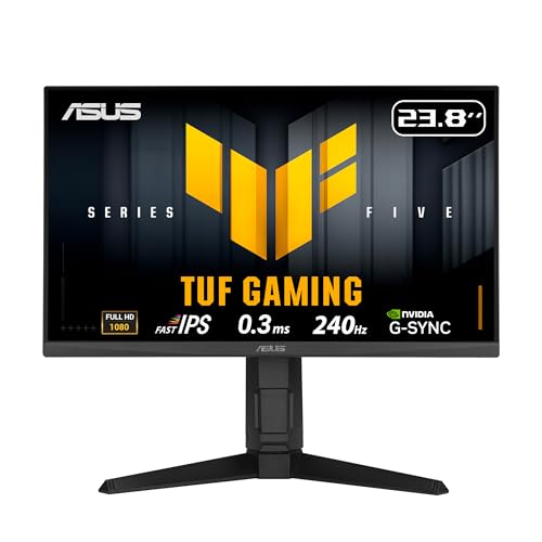 ASUS TUF Gaming Series 5 23.8” 1080P Monitor (VG249QML5A) - Fast-IPS, 240Hz, 0.3ms, G-SYNC Compatible, FreeSync Premium, 99% sRGB, Height Adjustable, DisplayWidget, Gaming AI, 3 yr Warranty