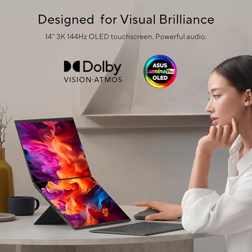 ASUS Zenbook Duo (2026),Intel Core Ultra 7 355,Intel iGPU,32GB RAM,1TB SSD,3K OLED,Touchscreen,14"(35.5 cm),Windows 11,M365 Basic(1Y),Office 2024,Moher Gray,1.65 Kg, UX8407AA-SN183WS,Copilot+ PC