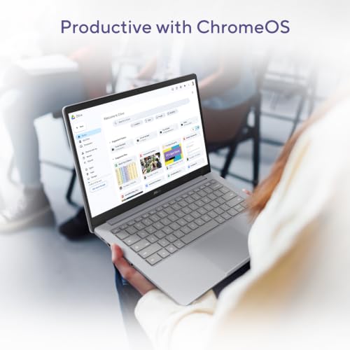 ASUS Chromebook CM1405 (2026), Smartchoice, MediaTek Kompanio 540 Processor, 4GB RAM, 128GB SSD, FHD, 14"(35.5 cm), 60Hz, Chrome OS, Pure Grey, 1.37 Kg, CM1405CM4A-S60101, Thin & Light Laptop