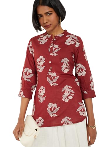 Max Women Printed Straight Kurti (Orange_L)