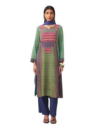 Ritu Kumar Teal Sugati Kurta With Pant And Dupatta
