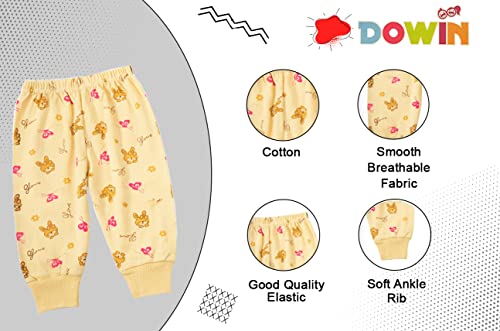 Dowin Cotton Solid Pajama for Baby Girl & Baby Boy Bottom Soft Regular Fit |Multicolour Printed (Rib, 3XL) Pack of -6