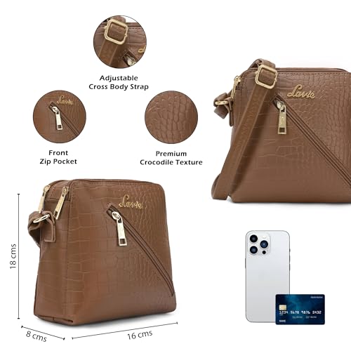 Lavie Woman's Croc Tracy Crossbody Sling Bag | Ladies Purse Handbag