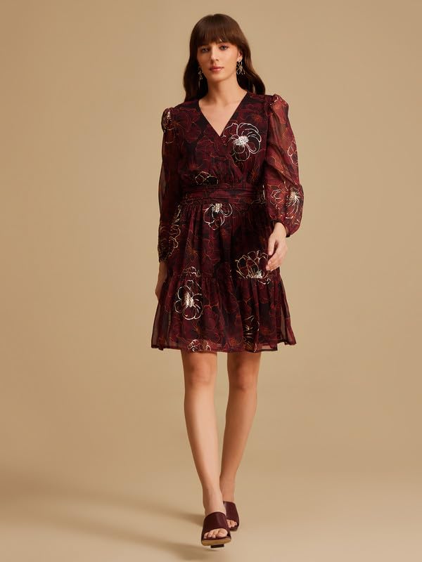 Kazo Felix Mini Dress for Women Maroon