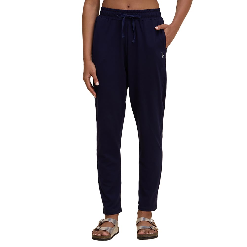NYKD by Nykaa Womenâ€™s Solid Cotton Leggings & Tights | Everyday Comfort, Relaxed fit, Mid Waist for Yoga and Athleisure Chic- NYAT502 (in, Alpha, L, Regular, Navy)