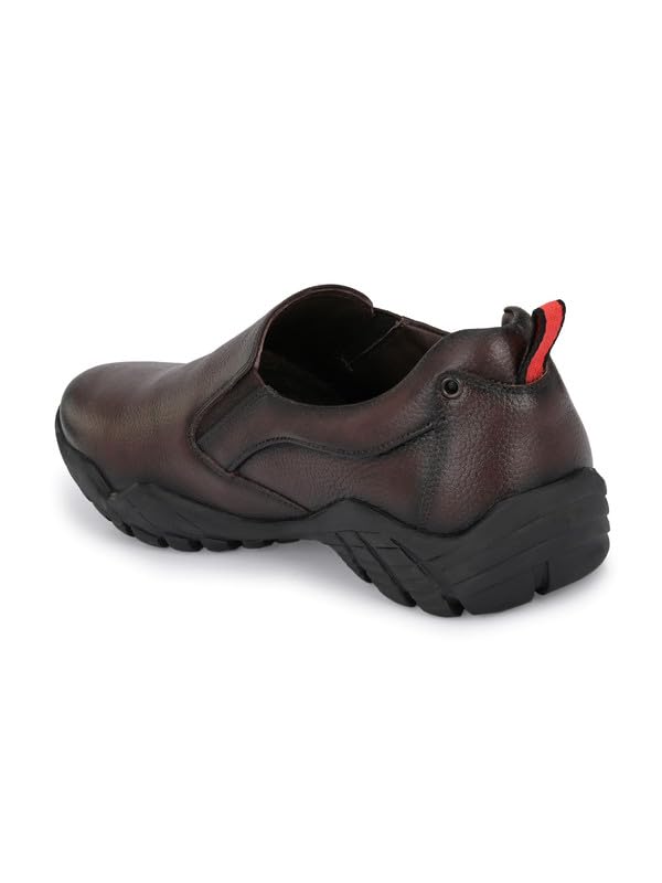 HITZ Men's Brown Leather Slip-On Formal Shoes - UK 8