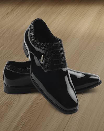 Liberty Fortune A998-07 Formal Lacing Oxford Shoes for Men with TPR Sole | PU Outsole | Comfortable & Lightweight | Cushioned Footbed | Durable & Trendy Design (Black 43 EU)