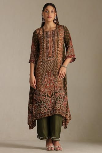 Soch Women's Crepe Salwar Suit Set (EWA5CD22201_Olive