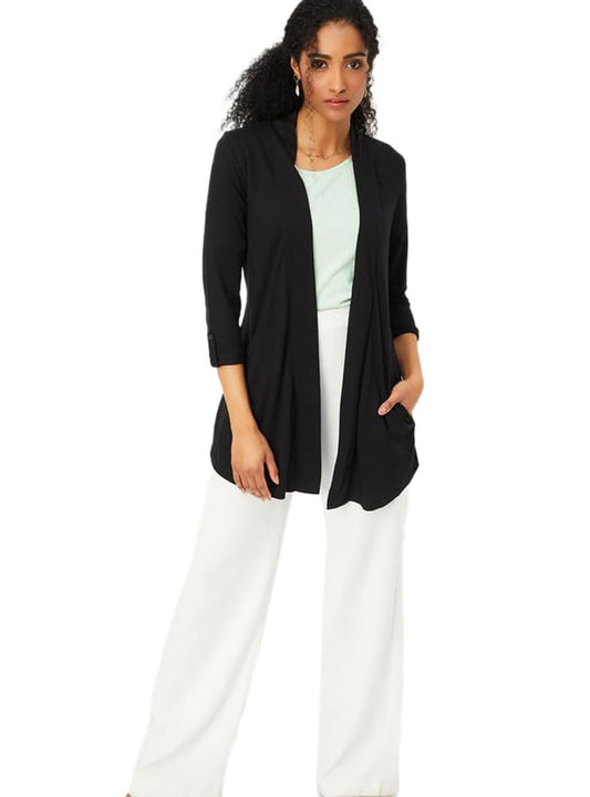 Max Women's Polyester Blend Casual Shrug (SHRUG3203_Black_XL