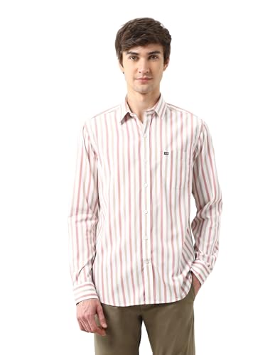Arrow Sports Men's Striped Slim Fit Shirt (ASAJSH1761_Red