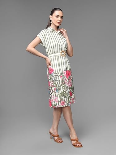 Kazo Avalon Midi Dress with Belt (Olive_XL)