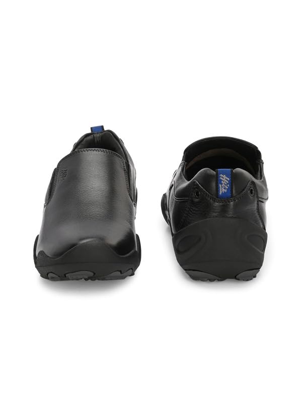 HITZ Men's Black Leather Casual Slip On Comfort Shoes