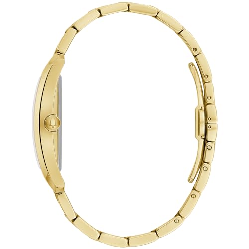 Bulova Our Lady of Guadalupe Gold Stainless Steel 3-Hand Quartz Watch with Diamonds, Gold, Ladies', Classic